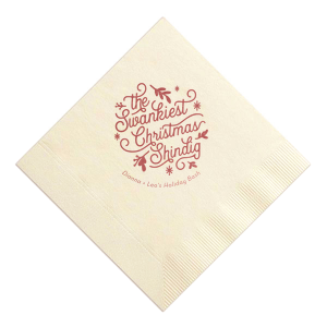 The ever-popular Ivory Borderless Cocktail Napkin with Shiny Rose Quartz Foil has a Christmas Shindig graphic and is good for use in Christmas, Holiday, Words themed parties and can't be beat. Showcase your style in every detail of your party's theme!
