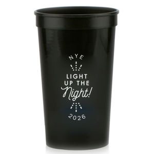 Personalized Gold 16 oz Stadium Cup with Silver Ink Screen Print has a Light the Night graphic and is good for use in Wedding themed parties and will give your party the personalized touch every host desires.