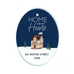 New Home Photo/Full Color Oval Glass Ornament