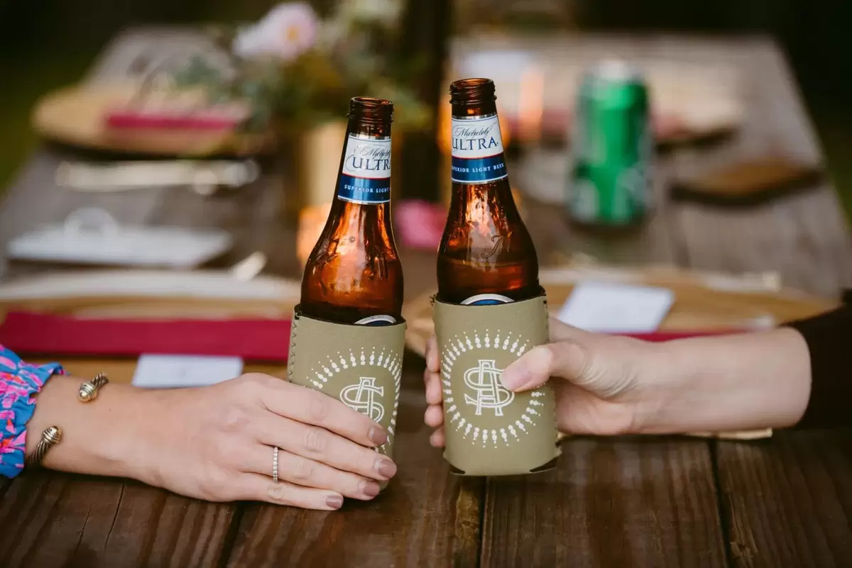 personalized can coolers are a fabulous addition to your wedding bar