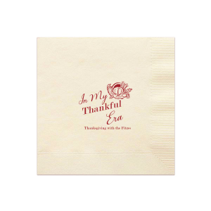 Show off your good graces with the In My Thankful Era Napkin. Featuring a classic cornucopia design, this napkin is easy to customize into a stylish accessory appropriate for any family holiday dinner. 