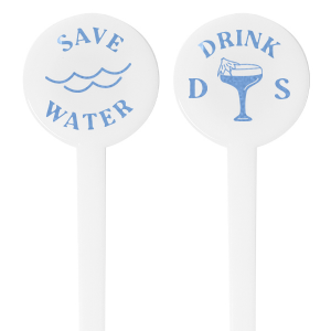 The Save Water Drink Stir Stick brings humor and style to your next event. Featuring a tropical drink graphic, this nautical stir stick can be customized with you and your partner's initials. Perfect for a beach wedding, destination wedding, or to incorporate those beachy vibes inland. 