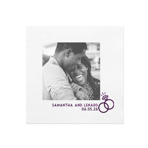 Our custom White Borderless Custom Photo + Foil Cocktail Napkin with Satin Teal / Peacock Foil has a Wedding Rings 2 graphic and is good for use in Wedding themed parties and will give your party the personalized touch every host desires.