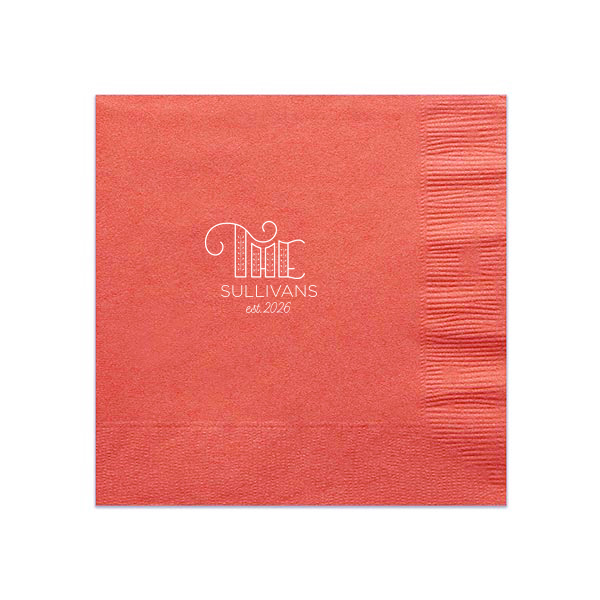Unveil your family's roots with the Family Name Napkin, where 'The' flourishes with leafy growth, setting the stage for your surname and foundation date. It's a creative toast to heritage, perfect for celebrating your family's story.