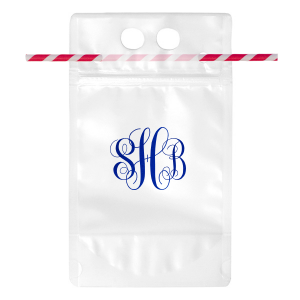 Preppy Block Monogram Glass Coffee Cup With Lid & Straw