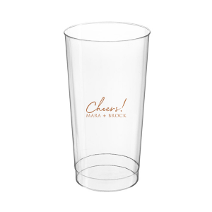 Raise a toast with the Cheers to the Couple Name Cup, where festivity meets elegance. A large, fanciful "Cheers!" in an exuberant script sets the stage for celebration, while the couple's names in bold capitals underscore the personal touch. This frosted cup's simple yet impactful design perfectly encapsulates the spirit of a joyous toast to love and unity.