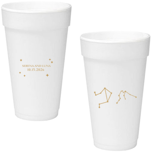 See the stars align with the Written in the Stars Cup. Featuring the astrological signs of Aquarius and Libra as snazzy graphics, this star dazzled cup is well suited for Zodiac themed parties, ensuring everyone's horoscopes is set for a good time.