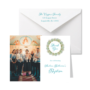 Our simple Thank You For Celebrating Baptism Photo Card yet elegant card is the perfect way to thank friends and family for sharing in this special moment and creating lifelong memories.