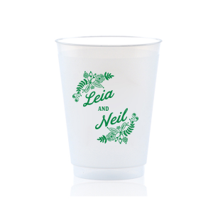 Our personalized Matte Leaf Ink 24 oz Frost Flex Cup is good for use in Frames, Accents, Wedding themed parties and will make your guests swoon. Personalize your party's theme today.