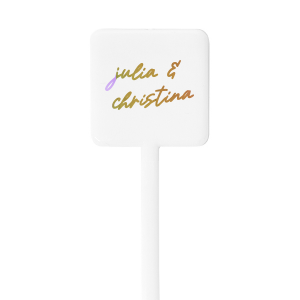 The Romantic Duo Stir Stick features your names written in a flowing, dreamy script. This personalized stirrer adds an air of enchantment and intimacy to your special occasion, making it an ideal choice for couples looking to add a bespoke touch to their wedding, engagement party, or anniversary celebration.