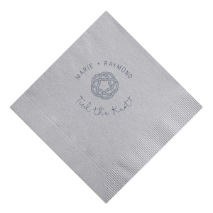 ForYourParty's elegant Dove Gray Cocktail Napkin with Matte Navy Foil has a Rope Knot graphic and is good for use in Beach/Nautical, Frames themed parties and can be personalized to match your party's exact theme and tempo.