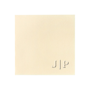 Find beauty in the simplicity of the Embossed Initials Napkin. The increasingly popular embossed style is perfect for leaving a lasting impression on guests. Available in a variety of sizes, styles and colors, the design suitable for nearly any function, from engagement events to office parties.