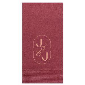 Personalize your event bar with our foil-printed napkins, showcasing a chic two-letter monogram. set off by a martini olive. These napkins add a dash of sophistication and personality to any table setting, perfect for weddings, parties, or any festive gathering. Cheers in style!