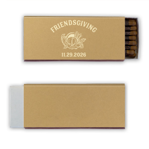 Celebrate with those closest in your life with the Friendsgiving Cornucopia Match. Show your chosen family and friends how much they mean to you with a personalized matchbook to keep the flame of community alive. The sleek and simple design is perfect for small gatherings and close-knit intimate events. 