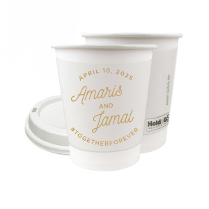 Capture every toast-worthy moment with the Modern Script Name Paper Cup! This design frames the newlyweds' names, with their wedding date arched above and a personalized hashtag below. Perfect for adding a touch of elegance and modern flair to your celebration sips!
