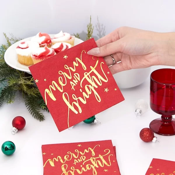 Red and Gold Holiday Napkins
