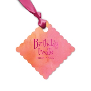 ForYourParty's personalized Watercolor Hibiscus Butterfly Gift Tag with Shiny Fuchsia Foil are a must-have for your next event—whatever the celebration!