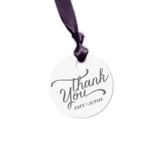 ForYourParty's chic Stardream Navy Large Round Gift Tag with Shiny 18 Kt Gold Foil has a Thank You 3 graphic and is good for use in Wedding, Words, Calligraphy themed parties and will look fabulous with your unique touch. Your guests will agree!