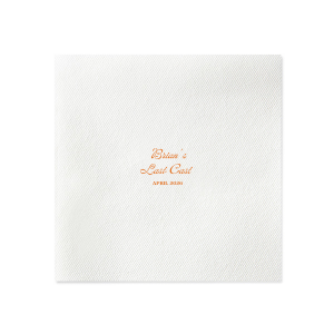 Celebrate the bachelor's final foray into singlehood with the Last Cast Bachelor Party Napkin, featuring the guest of honor's name in a vintage inspired script, the emblematic "Last Cast" phrase, and the event date in a straightforward serif font. A classic touch for a fishing retreat-themed bachelor bash.