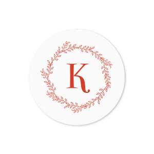 Our beautiful custom White Small Round Label with Matte Poppy Ink Label Print Colors has a Rustic Wreath graphic and is good for use in Frames, Wedding, Anniversary themed parties and can be customized to complement every last detail of your party.