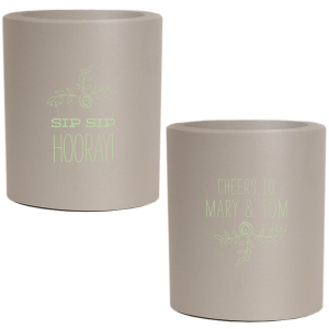 Toast to love with the Floral Sip Sip Hooray Can Cooler. An elegant bough and flower frame the jubilant "Sip Sip Hooray!" while the reverse side cheers to the happy couple. This design beautifully blends celebration with floral elegance, perfect for newlyweds.