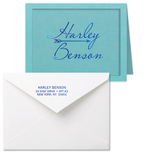 Our beautiful custom Poptone Tiffany Blue Classic Note Card with Satin 18 Kt. Gold Foil and Shiny 18 Kt Gold Foil has a Arrow graphic and is good for use in boho chic, trendy, southwestern and graduation  themed parties and will add that special attention to detail that cannot be overlooked.