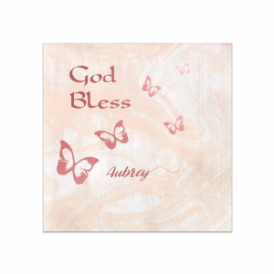 Custom Marble Blush Patterned Cocktail Napkin with Shiny Rose Quartz Foil has a Butterfly Confetti graphic and is good for use in Animals, Full Bleed, Bridal Shower themed parties and will give your party the personalized touch every host desires.