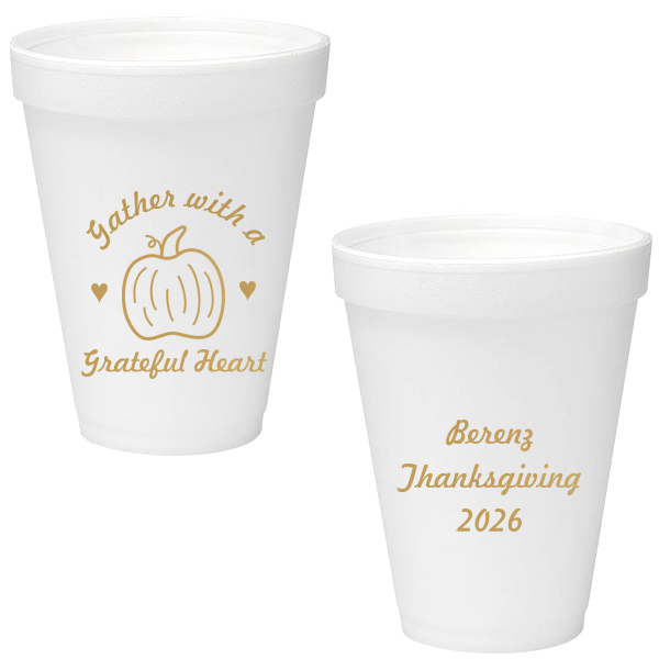 Raise your spirits this Thanksgiving with the Gather Thanksgiving Cup. Adorned with a heartfelt pumpkin design and customizable with your family name, this cup transforms simple sips into memorable gatherings. Celebrate in style and remember—each sip speaks of gratitude!