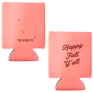 Cradle your can in autumn bliss with the Happy Fall Y’all Can Cooler. Featuring a vibrant, cheerful greeting, it’s the perfect companion for crisp-air celebrations. Adorned with leaves swirling in seasonal splendor, it keeps drinks wonderfully chilled, much like your festive mood!