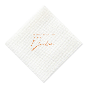 Embrace the warmth of autumnal nuptials with the Boho Terracotta Wedding Celebration Napkin, radiating chic earthy tones. The phrase "Celebrating the" is inscribed in a classic serif font, giving way to your shared last name in an exquisite script, capturing the essence of your stylish fall wedding.