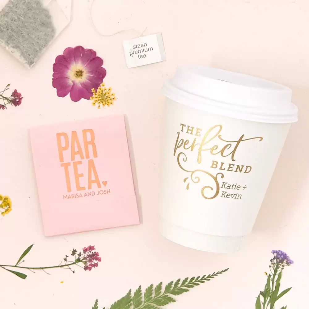 add custom coffee cups and tea favors to your wedding day with For Your Party