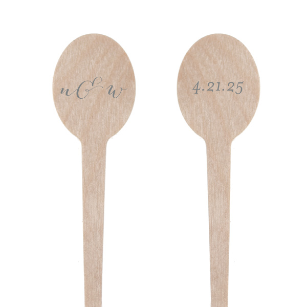 Stir up elegance with the Calligraphy Initials Stirrer, featuring a couple's initials in refined calligraphy, joined by a swirling ampersand. The flip side's date adds a bespoke twist, elevating cocktails with a dash of personalized panache.