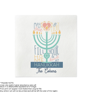 Celebrate the holiday in style this year with the Love and Light Hanukkah Full Color Napkin. The festive design is printed on high quality napkins in a variety of styles to best suit your needs this holiday season.