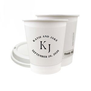 Embrace the essence of matrimonial elegance with the Nuptial Arch Initials Cup, featuring the couple's names and wedding date in a minimal and pristine design, arched gracefully over their shared initials. Cheers to this chic wedding day decor.