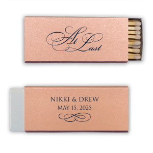 Personalized Stardream Blush Classic Matchbox with Matte Navy Foil has a Flourish 12 graphic and will make your guests swoon. Personalize your party's theme today.