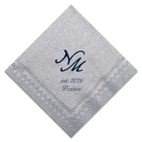 Elegant and simple, this personalized napkin is perfect for your event. Customize this wedding product with your initials, the date, and location of your wedding. 