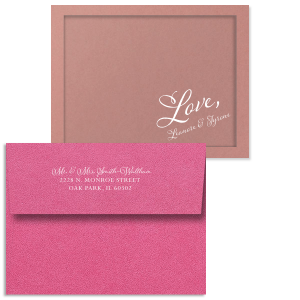 ForYourParty's elegant Poptone Peach Classic Note Card with Shiny Fuchsia Foil and Matte White Foil couldn't be more perfect. It's time to show off your impeccable taste.