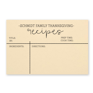 Thanksgiving Recipe Card