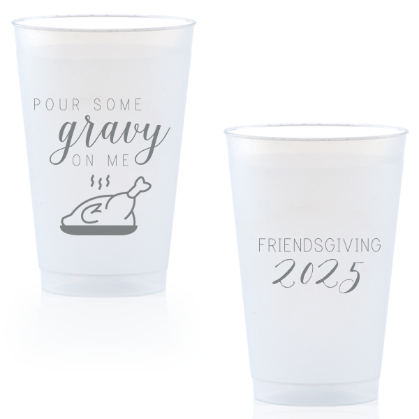 Custom Gold Ink 16 oz Frost Flex Cup with Gold Ink Print Color has a Plated Turkey graphic and is good for use in Food, Thanksgiving themed parties and will add that special attention to detail that cannot be overlooked.