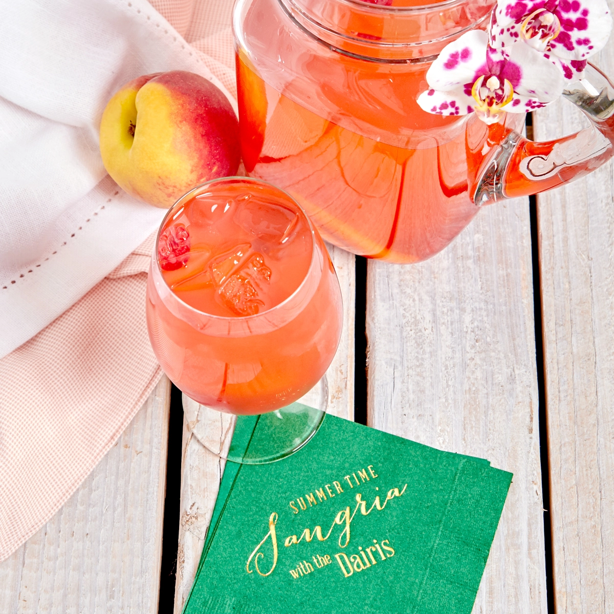 Rosè Peach Sangria cocktail recipe for summer parties