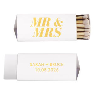 Make a statement with the Bold Mr. & Mrs. Matches! These bold and beautiful matches are the perfect way to light up your special day and show off your personality.
