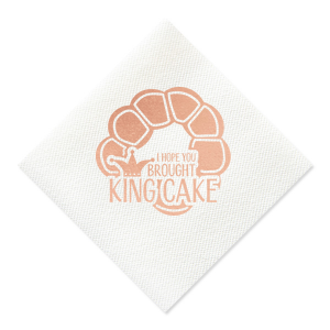 Celebrate Mardi Gras in style with this custom Mardi Gras napkin. Featuring a fun king cake graphic, this napkin will be a hit at your party.