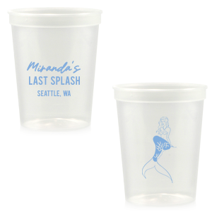 Personalize this whimsical mermaid cup for your bachelorette party. Featuring a graphic of a beautiful mermaid, this cup is great for themed bachelorette party or destination affairs. 