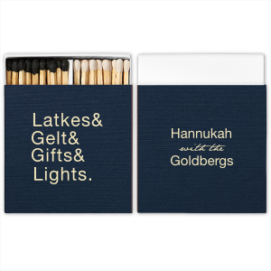 ForYourParty's elegant Linen Navy Blue Classic Matchbox with Shiny 18 Kt Gold Foil will add that special attention to detail that cannot be overlooked.
