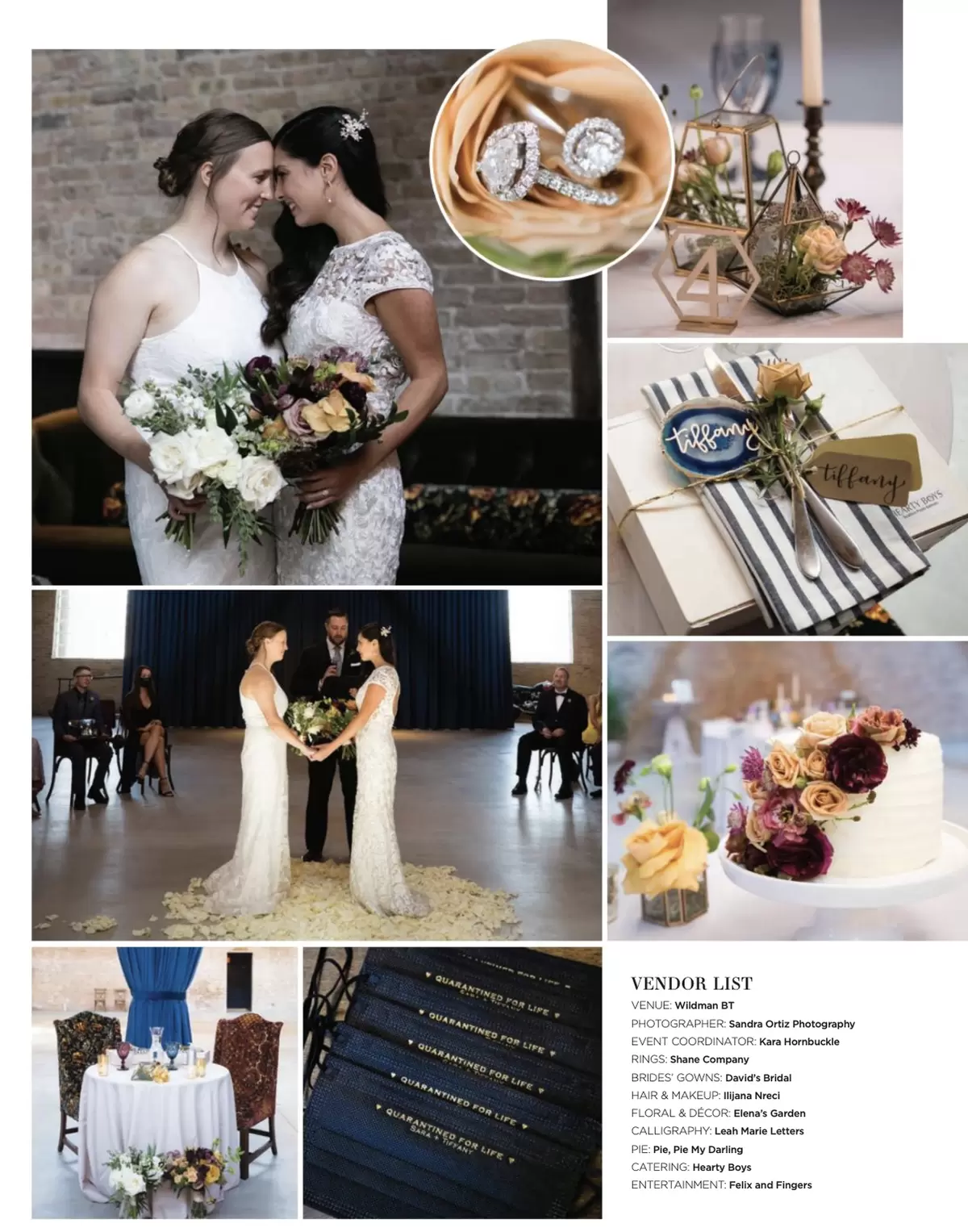 Our FYP brides and their navy + gold shine face masks