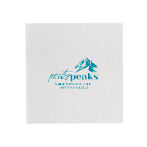 The Party on the Peaks Napkin is perfectly fabulous for destination bachelorette parties and more! Printed on the napkin style and foil color of your choice, the stylish napking is easy to customize with your important event details. 