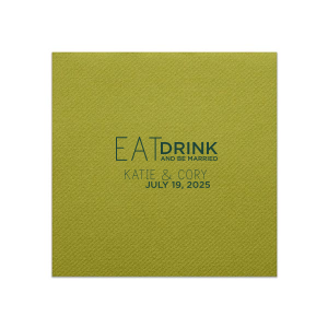 The ever-popular Moss Green Cocktail Napkin with Matte Spruce Foil will give your party the personalized touch every host desires.