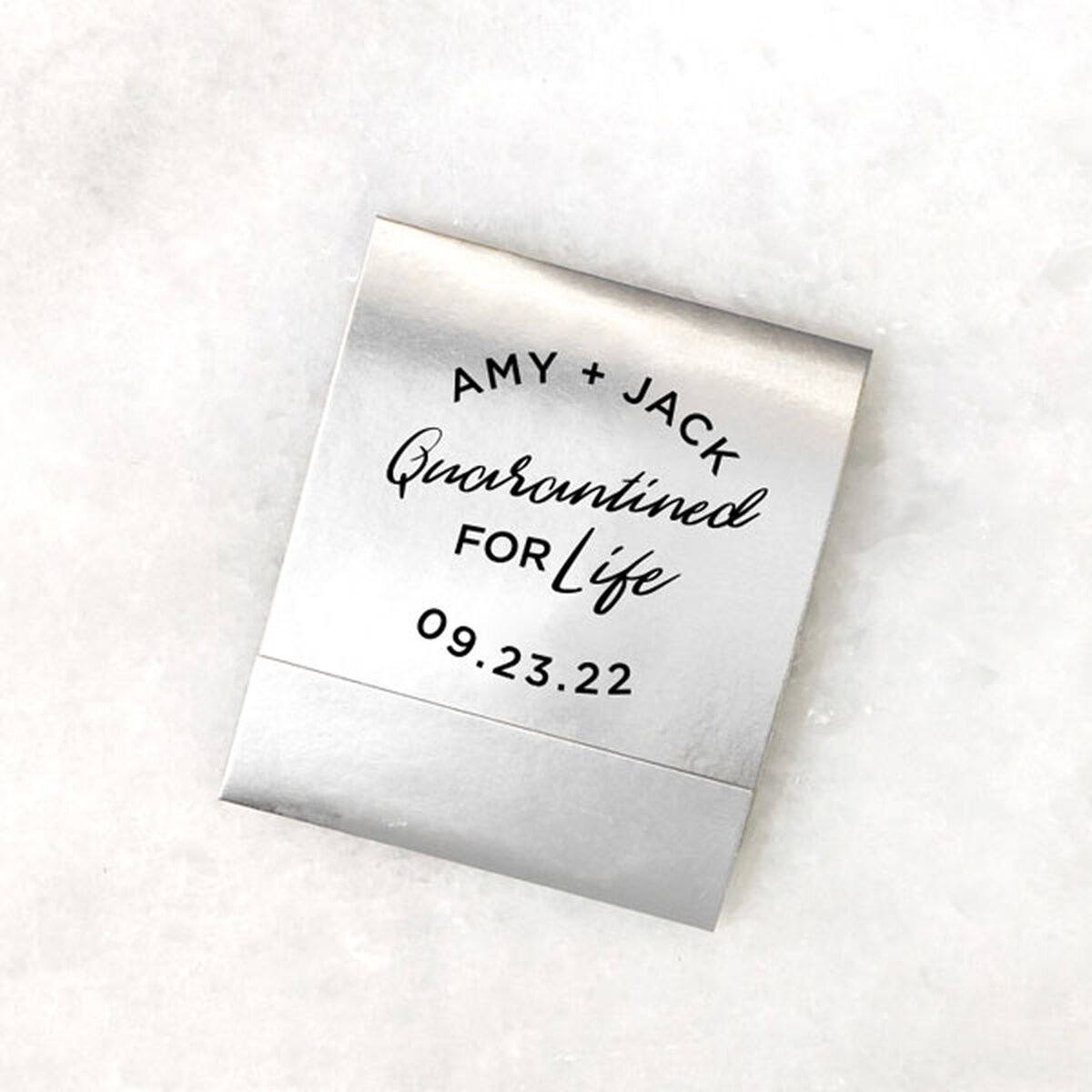 Quarantined for Life Hand Sanitizer Wipe Favor with Shiny Silver Paper