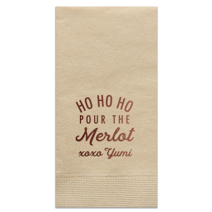 The ever-popular Merlot Cocktail Napkin with Shiny 18 Kt Gold Foil will give your party the personalized touch every host desires.