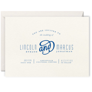 ForYourParty's chic Letterpress Invitation with Liberty Blue Letterpress Inks on 100% Cotton White 110lb paper stock are a must-have for your next event—whatever the celebration!